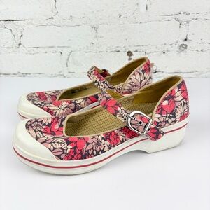 Dansko Valerie Floral Canvas Mary Jane Vegan Clog Comfort Wedge Shoes 39
